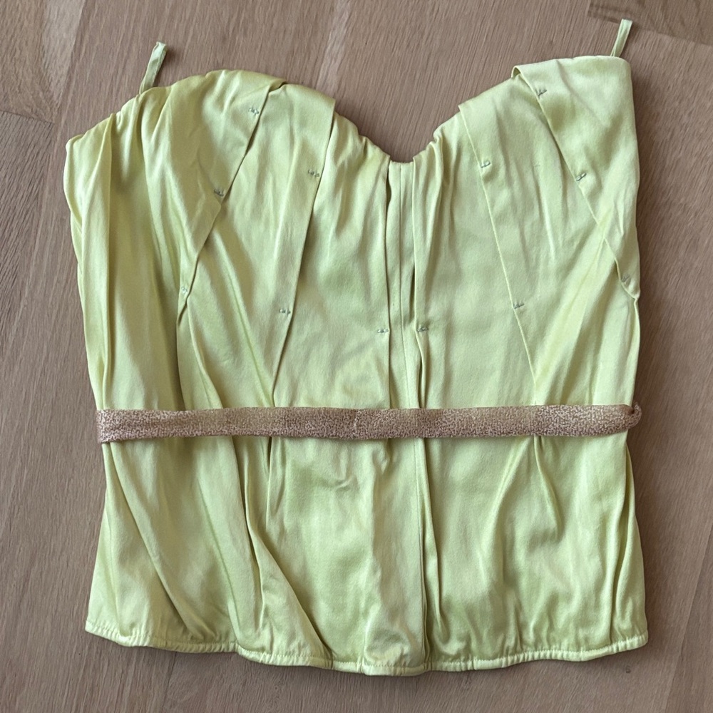 La Perla Light Yellow Camisole with Gold Accent bustier corset 42 small